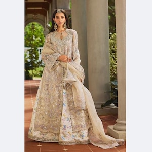 Custom Stitch Pakistan Indian Women Maxi, Maria B Designer, Hand Made Lehenga, Fully Embroidered, Wedding dresses, Ready Made, Formal Event.