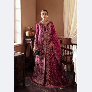 Hand Embroidered Indian Wedding Lehenga: Maria B Designer Organza Dress