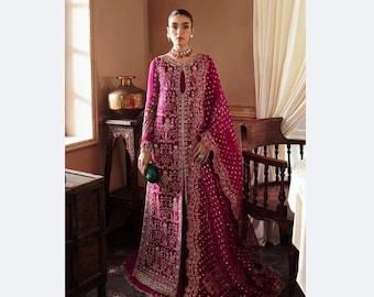 Hand Embroidered Indian Wedding Lehenga: Maria B Designer Organza Dress