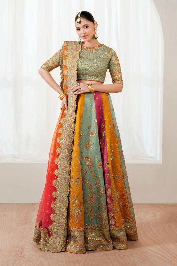 Embroidered Net Maxi Dress: Pakistani Indian Wedding Design Mehndi Dress Embroidered Net Maxi Dress: Pakistani Indian Wedding Design Mehndi Dress