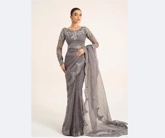 grey organza dress Grey Organza Abaya – SILKYLICIOUS main image 0