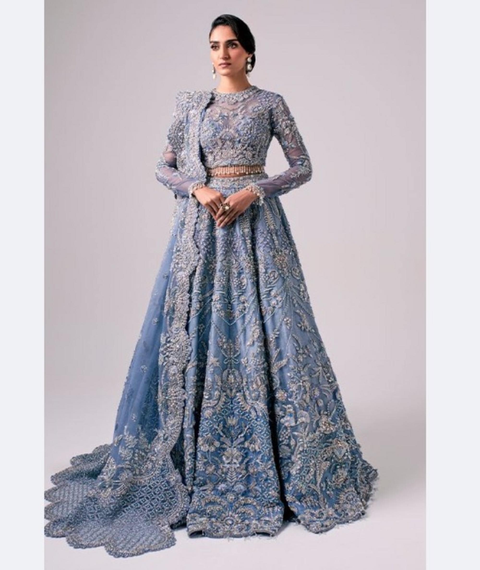 Pakistani Dress Wedding Blue Silver - Etsy