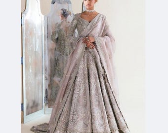 Handmade Embroidery Wedding Dress, Pakistani Indian Walima Dress