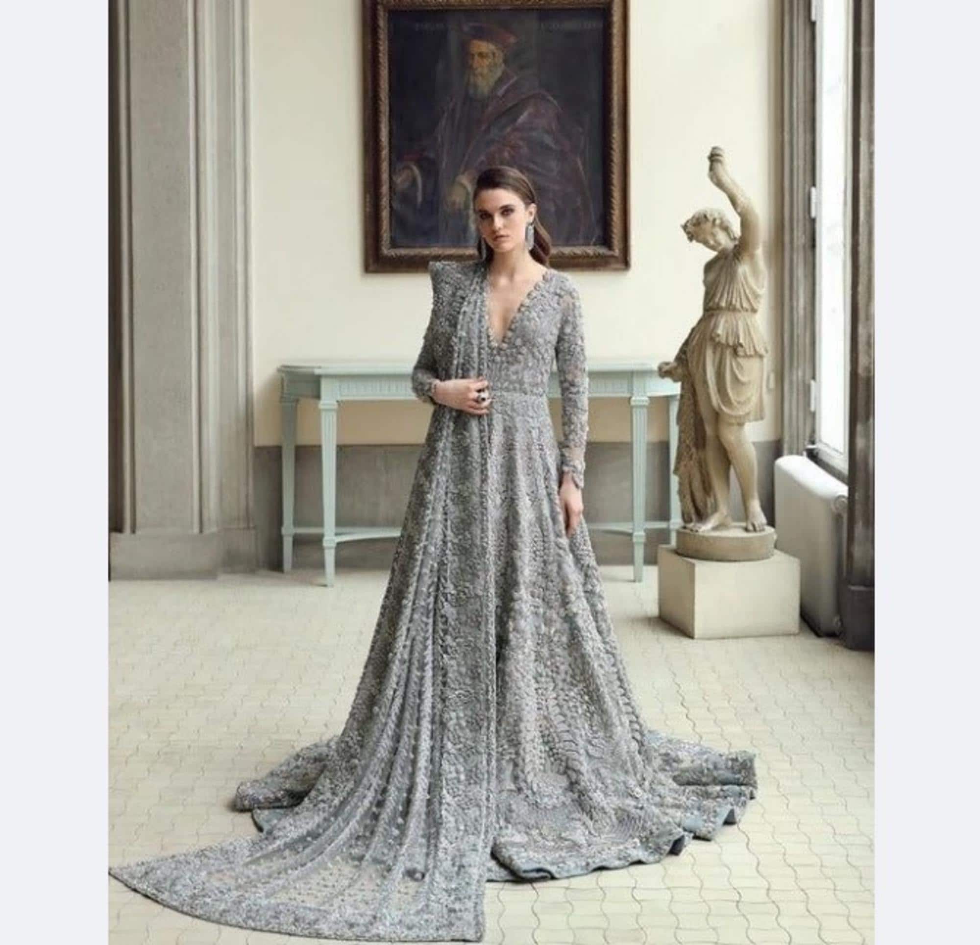 Gown In Gray Colour Grey Maxi Dresses For Weddings Grey Colour Gown For Wedding Silver Gown In Gray Colour Grey Maxi Dresses For Weddings Grey Colour Gown For Wedding Silver