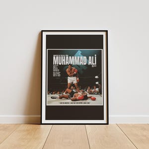 Muhammad Ali Boxing Poster - Iconic Knockout Moment - Vintage Sports Wall Art - &quot;I Am The Greatest&quot; Quote Print