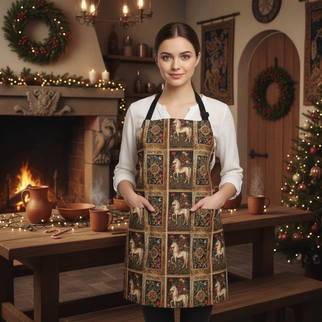 Castle Apron Unicorn Castlecore Apron | Medieval Fantasy Kitchen Apron W/ Pockets ...