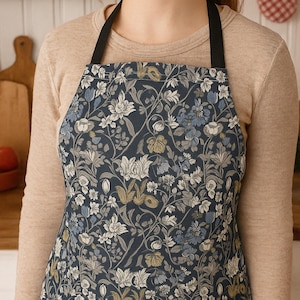William Morris blommigt förkläde | Vintage botaniskt förkläde i cottagecore