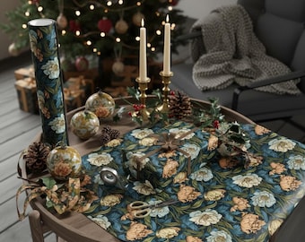 Papel de regalo floral William Morris / Papel de regalo botánico vintage para Navidad, fiestas, cumpleaños y bodas