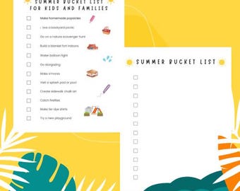 Kids & Families Summer Bucket List – Instant Download