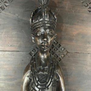 African Benin Artifact, Traditional tribal woman Sculpture, Afrocentric Home Decor Art, Nigerian Tribal Woman Sculpture