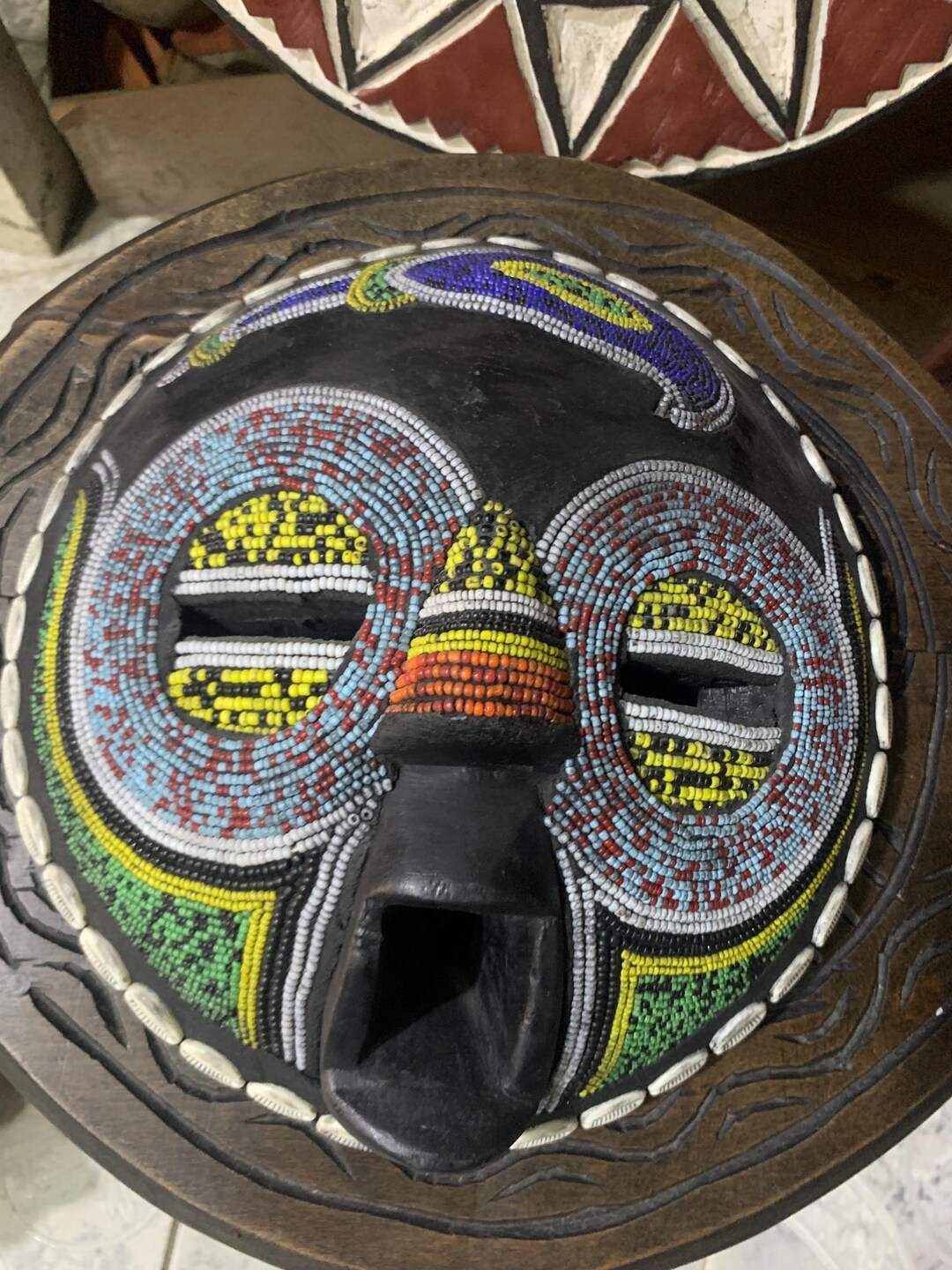 African Baluba Beaded Mask, Congo Tribal Wall Decor - Etsy