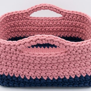 Modern Square Crochet Basket Pattern - Two-Tone Storage Bin PDF - Beginner Friendly Home Decor