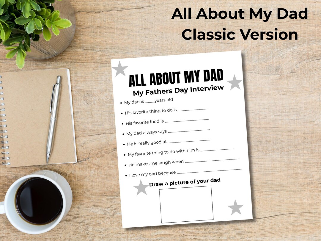 All About My Dad Interview Printable, Father's Day Kids Activity ...