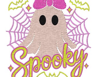 Cute Spooky Ghost Embroidery Design, Halloween Applique (Instant Download)