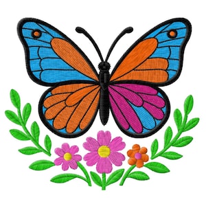 Butterfly with Floral Embroidery Designs/1 Designs & 3 Size/ Butterfly Machine Embroidery Designs/Files Instant Download