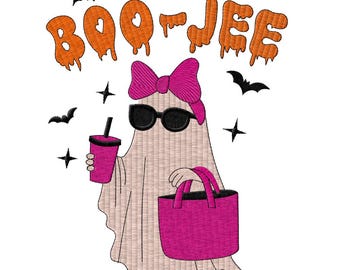Boojee Ghost Embroidery Design: Halloween Machine Embroidery File (Instant Download)