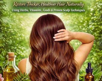 Je haar laten groeien, haarverlies stoppen, leeftijd, stress, dieet, GLP1-injecties, kruidenhaargids met doe-het-zelfmiddelen, 57 pagina's, 12 pagina's kalender.