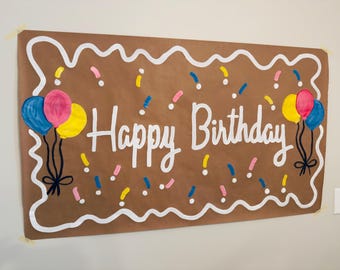 Hand Painted Custom Kraft Paper Banner: Personalized Party Decor