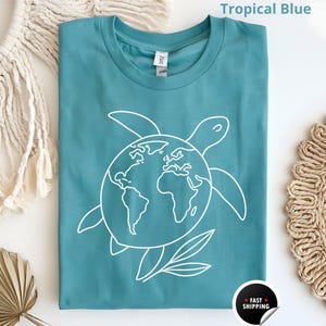 Map turtle pacific t-shirt, Ocean Turtle Sun, summer t-shirt, gift for women, beach t-shirt, women's summer t-shirt, Mediterranean summer