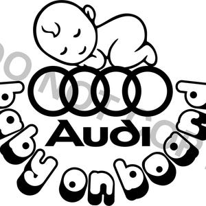 Dziecko na pokładzie Audi SVG png cdr eps dfx | Naklejka bezpieczeństwa samochodu | Zabawna naklejka dla dziecka | Plik do cięcia winylu | Cricut i Silhouette Digital Download