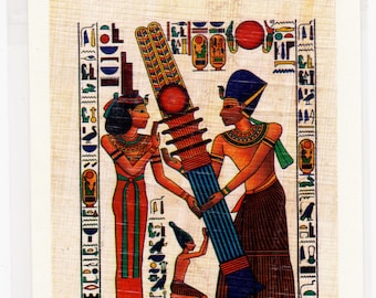 Egyptian Papyrus Note card-Pillar's Construction. Colorful, unique and beautiful in design. Blank inside.