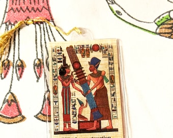 Egyptian Papyrus Bookmark-Pillars Construction with Ancient Egyptian hieroglyphics. Unique and meaningful gift and special keepsake