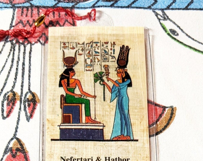 Nefertari and Hathor Egyptian Papyrus Bookmark! Queen and Goddess of Egypt! Great gift for women, book clubs, party favors, teacher gifts