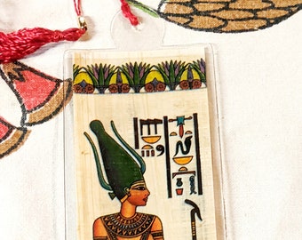 Goddess Satis Papyrus Bookmark – Egyptian Goddess of Hunting, War & Fertility, Unique Gift