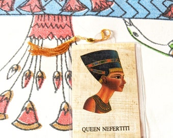 Queen Nefertiti Egyptian Papyrus Bookmark. Unique, inexpensive gift for women, teens, book clubs, party favors, home schoolers!