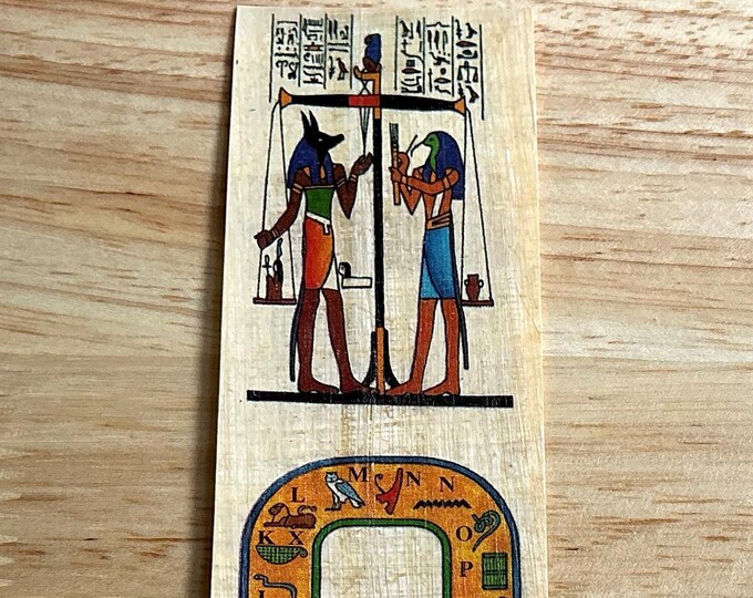 Weighing of the Heart — Egyptian Papyrus Bookmark. Anubis Design from the Book of the Dead