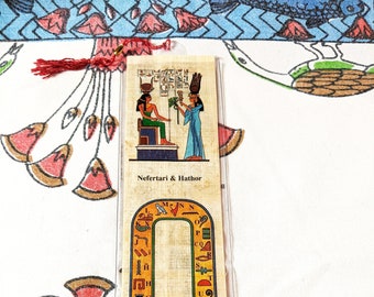 Nefertari and Hathor Egyptian Papyrus Bookmark! Queen and Goddess of Egypt! Great gift for women, book clubs, party favors, teacher gifts