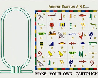 Hieroglyphic Alphabet Stickers – Ancient Egypt Activity for Kids | Fun & Educational Party Favor | Rainy Day Craft | Homeschool Tool