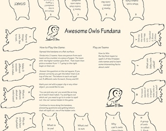 Owl Fundana Game: Educational Bandana for Kids - Scout Badges