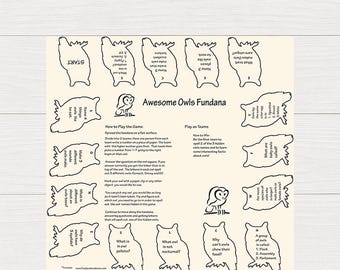 Awesome Owls Bandana – Learn About Owls & Birds of Prey – Educational Nature Activity for Kids – Fundana Bandanas USA