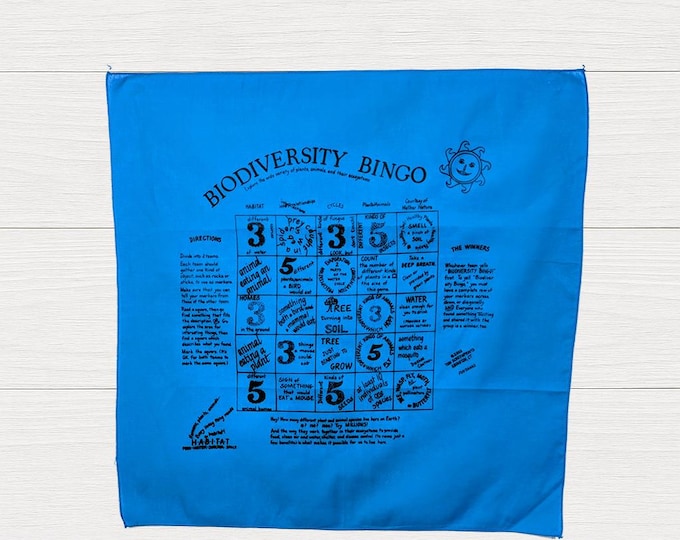 Biodiversity Bingo Fundana: Educational Nature Game on Cotton Bandana