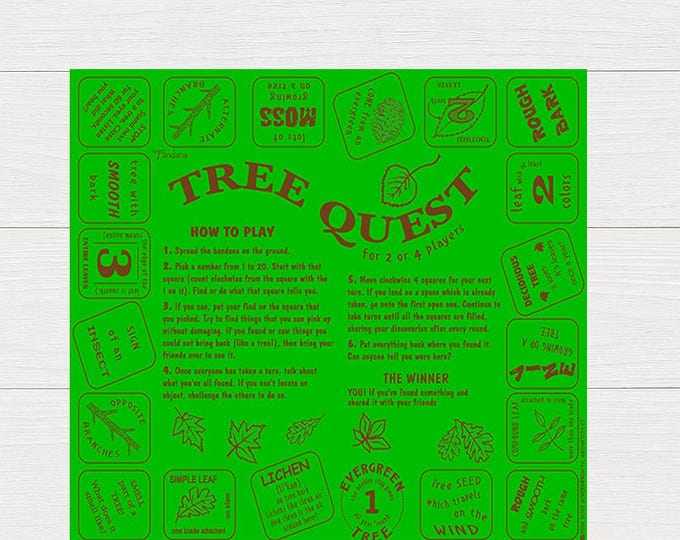 Tree Quest Fundana – Educational Outdoor Learning Bandana for Kids – Nature Scavenger Hunt STEM Activity – Made in USA by Fundana Bandanas