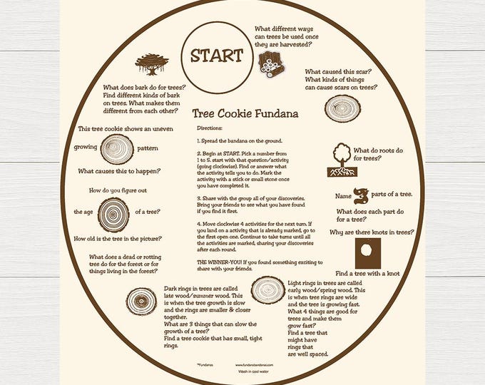 Tree Cookies Fundana – Tree Identification & Nature Learning Bandana for Kids – Educational Outdoor STEM Activity – Made in USA