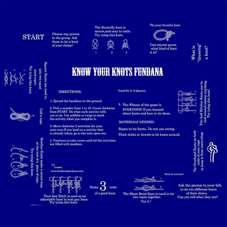 Know Your Knots Fundana: Interactive Knot Tying Game - Navy, Royal Blue, White Navy Blue