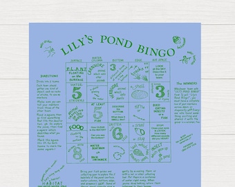 Lily’s Pond Bingo Fundana – Pond Life Nature Bingo Bandana – Educational Outdoor Learning Game for Kids – Made in USA by Fundana Bandanas