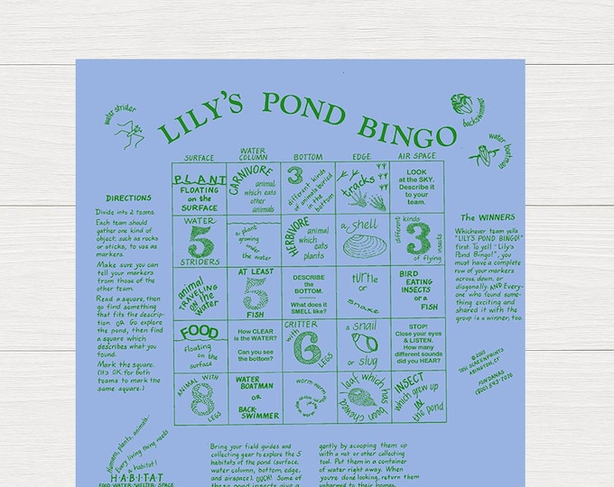 Lily’s Pond Bingo Fundana – Pond Life Nature Bingo Bandana – Educational Outdoor Learning Game for Kids – Made in USA by Fundana Bandanas
