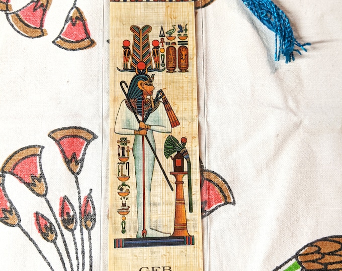 God of the Earth Papyrus Bookmark. Geb was the God of earth, fertility and vegetation. Unique gift for kids, bookclubs, earth day and more!