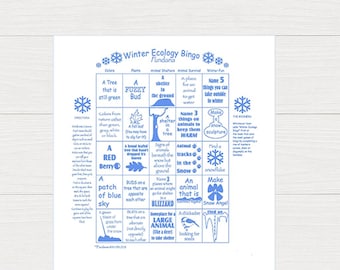 Winter Ecology Bingo Game: Kids' Scavenger Hunt Bandana