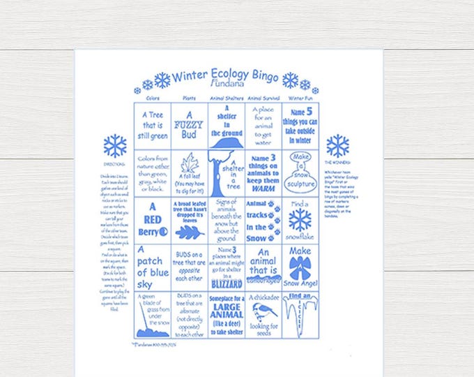 Winter Ecology Bingo Game: Kids' Scavenger Hunt Bandana