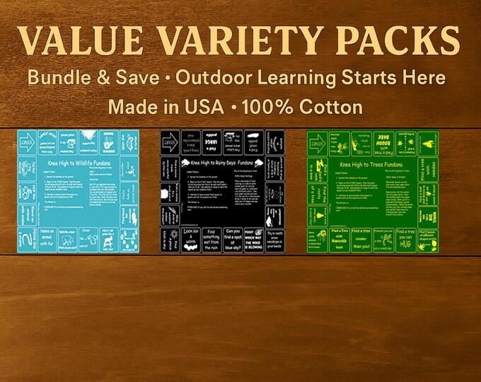 Value Variety 3 Pack! Kids Scavenger Hunt Bandana Set:  Ages 3-6 Wildlife, Trees, Rainy Days