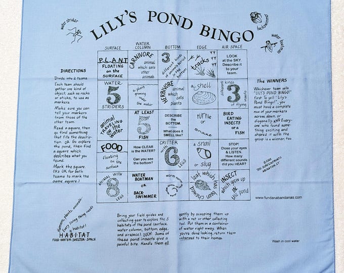 Learn all about Ponds! Play our Lilys Pond Bingo Fundana! Discover what's on the surface, creatures that live in ponds and more!
