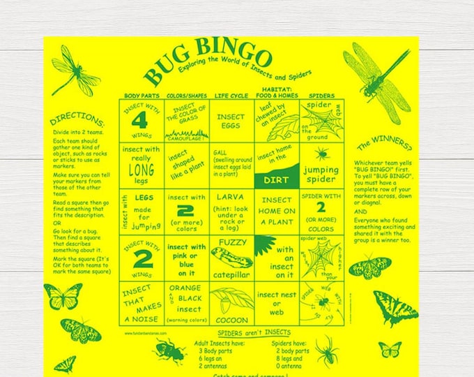 Bug Bingo Fundana – Insect Identification & Nature Bingo Bandana – Educational Outdoor Learning Game for Kids – Made in USA