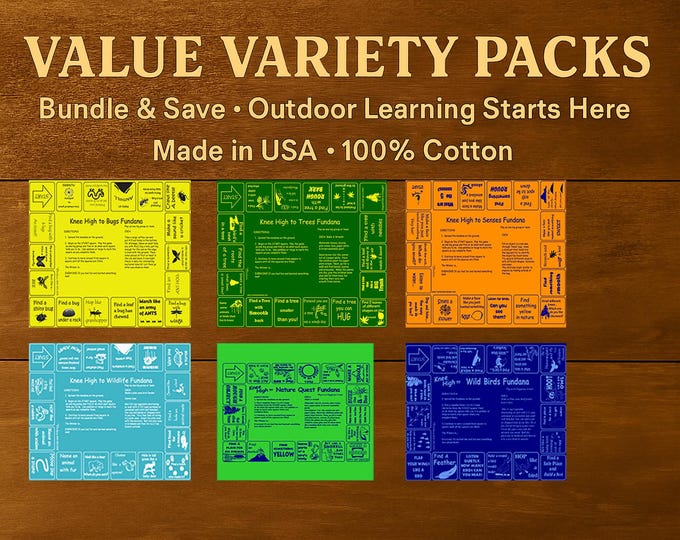 Value Pack-Kids Nature Scavenger Hunt Bandanas: Ages 3-6. Trees, Nature, Senses, Bugs, wildlife, Birds