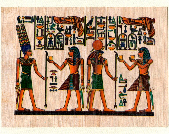 New! Egyptian Scene with Horus-god of light Papyrus note card! Beautiful, detailed in design. Perfect for men and women! Inexpensive gift!