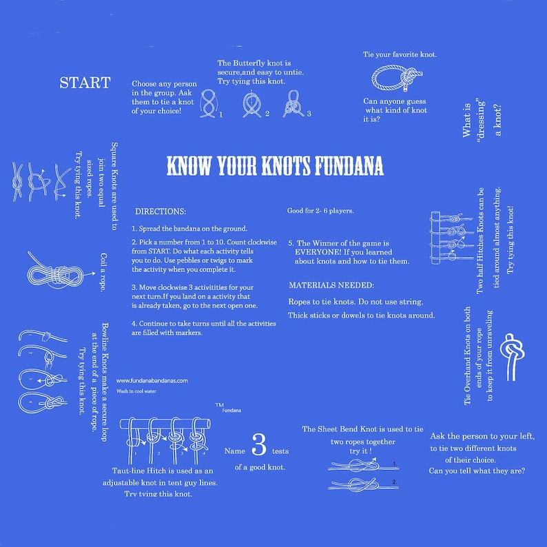 Know Your Knots Fundana: Interactive Knot Tying Game - Navy, Royal Blue, White Royal Blue