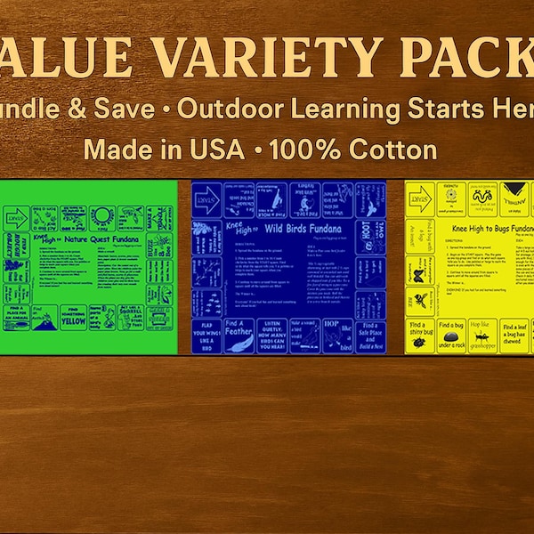 Value Variety Kids Nature Scavenger Hunt Bandanas: Ages 3-6 Nature, Bugs, Birds-3 Pack